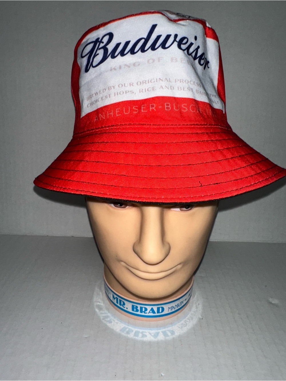 Budweiser Red and White Custom Made Bucket Hat